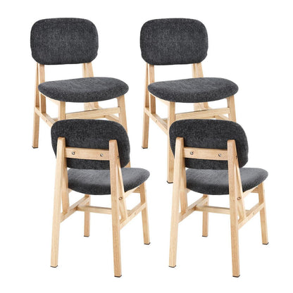 Esszimmerstühle Set 4 Holz Grau, Chenille Polsterstühle