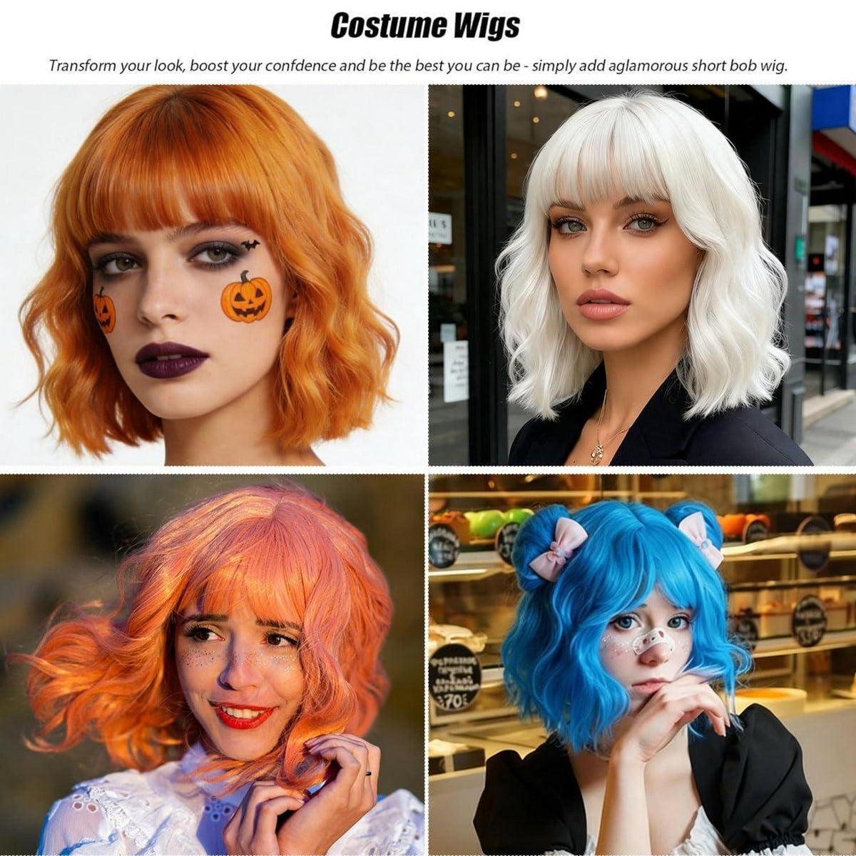 Pink Bob Perücke mit Pony – Lockig, Gewellt & Vielseitig
