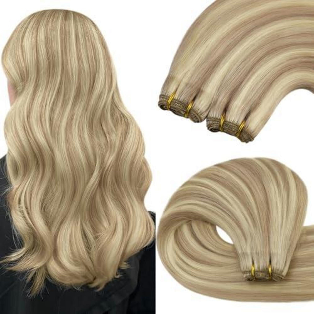 Blond Tressen Extensions Echthaar 45cm 100g 18/613