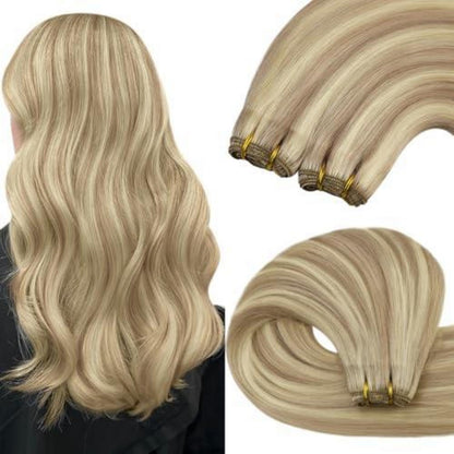 Blond Tressen Extensions Echthaar 45cm 100g 18/613
