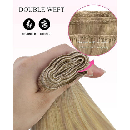 Blond Tressen Extensions Echthaar 45cm 100g 18/613