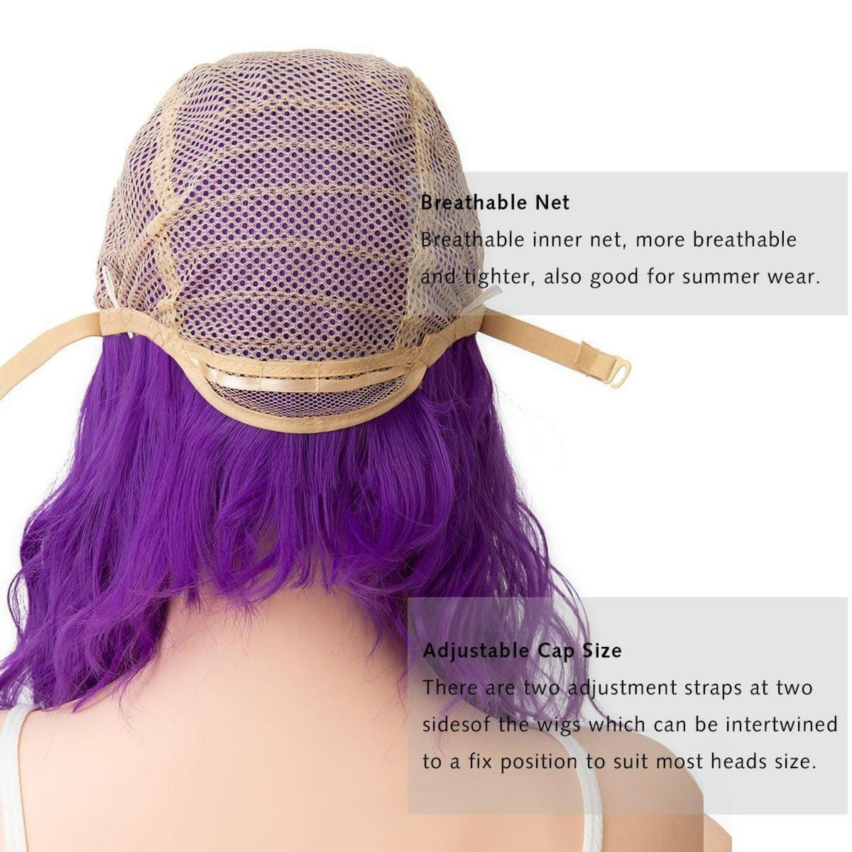 Lila Bob Perücke mit Pony – Lockig & Gewellt für Damen