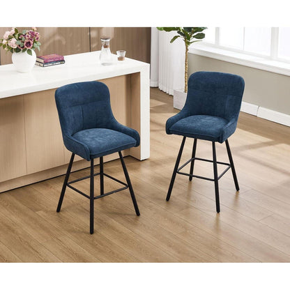 4 Barhocker Blau, Chenille, Modern & Robust