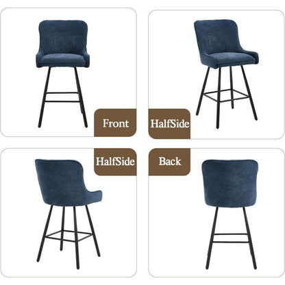 4 Barhocker Blau, Chenille, Modern & Robust