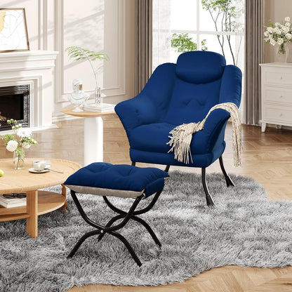 Bequemer Sessel mit Hocker – Modernes Lounge-Design in Blau
