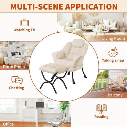 Bequemer Sessel mit Hocker – Modernes Lounge-Design in Beige