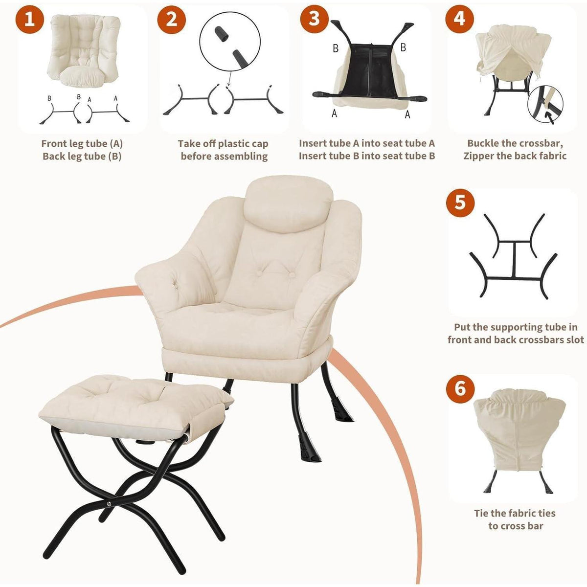 Bequemer Sessel mit Hocker – Modernes Lounge-Design in Beige