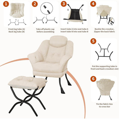 Bequemer Sessel mit Hocker – Modernes Lounge-Design in Beige