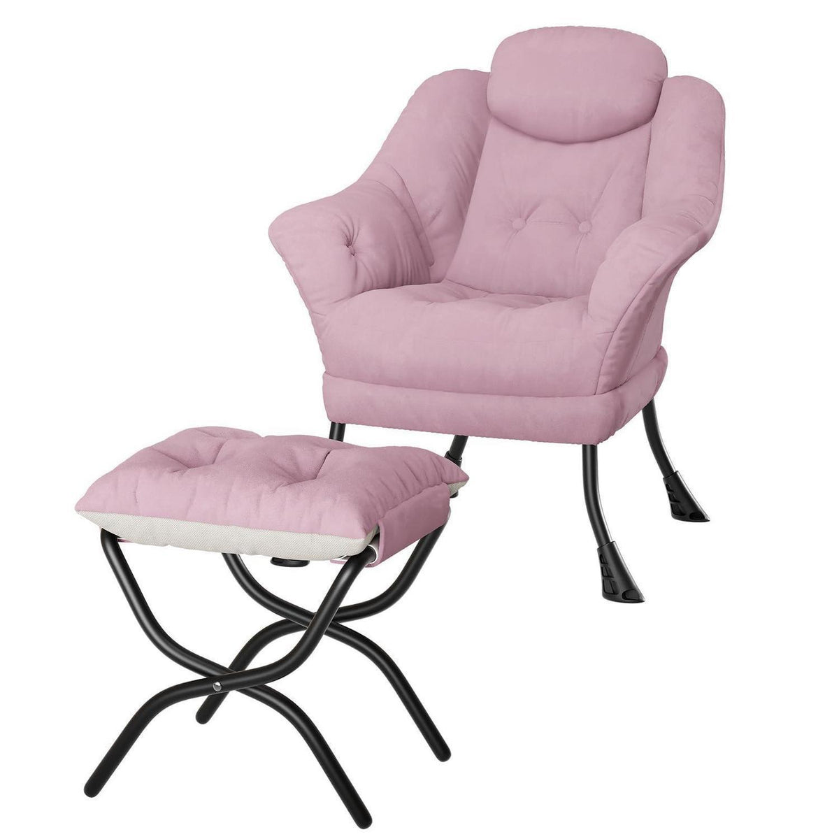 Bequemer Sessel mit Hocker – Modernes Lounge-Design in Rosa