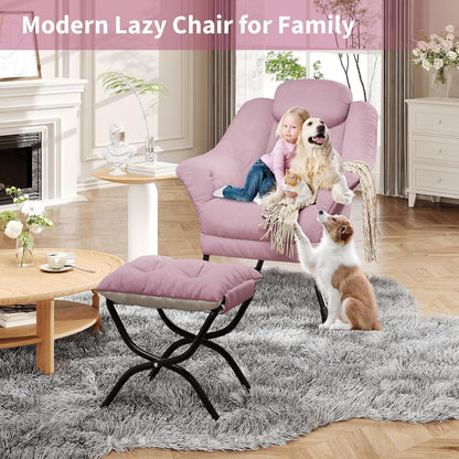 Bequemer Sessel mit Hocker – Modernes Lounge-Design in Rosa