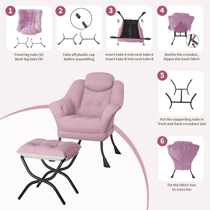 Bequemer Sessel mit Hocker – Modernes Lounge-Design in Rosa
