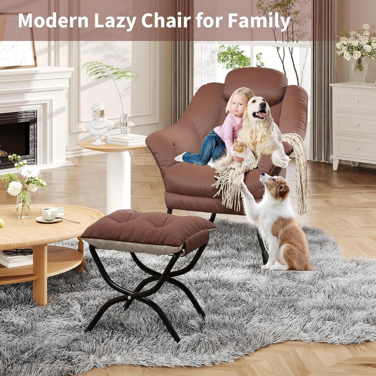 Bequemer Sessel mit Hocker – Modernes Lounge-Design