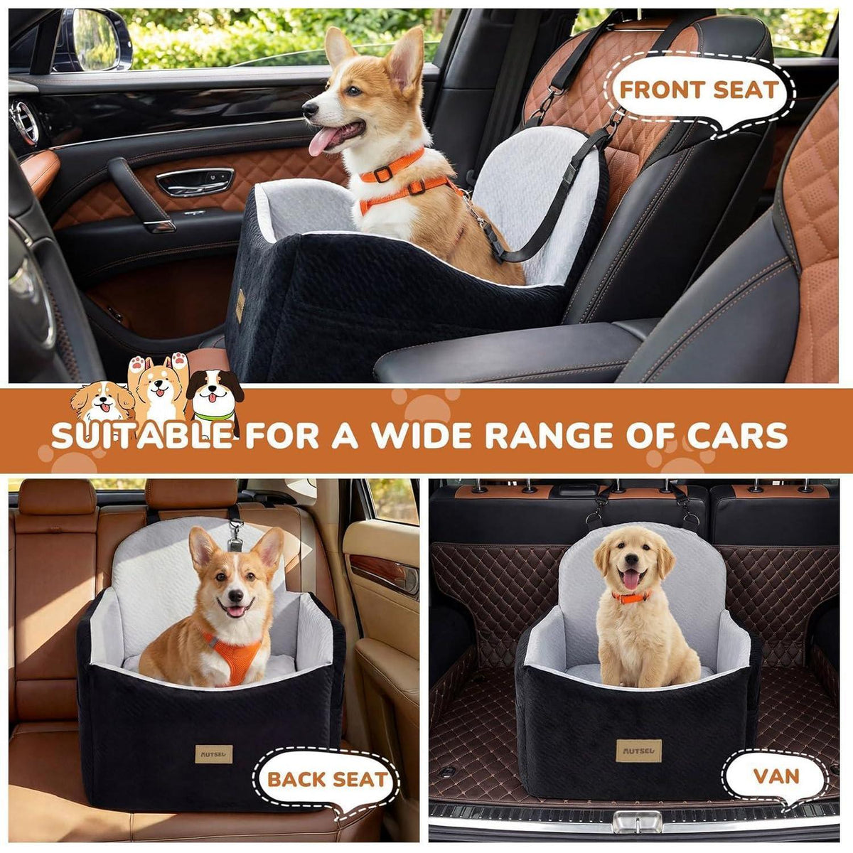 Hunde Autositz wasserfest & sicher – für kleine & mittlere Hunde
