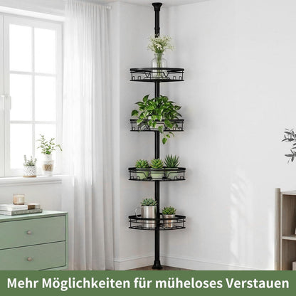 Teleskop Duschregal 4-Fach Ecke Schwarz Matt