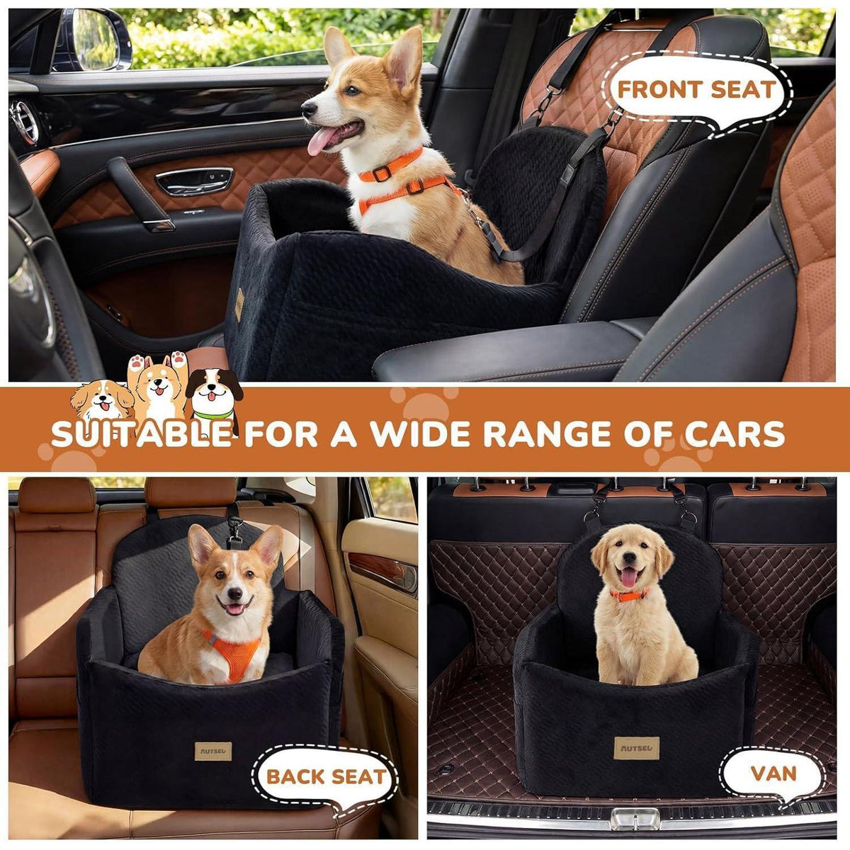 Hunde Autositz wasserfest & sicher – für kleine & mittlere Hunde