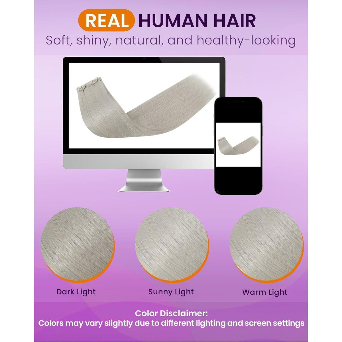 Echthaar Clip-in Extensions Platinblond 60cm