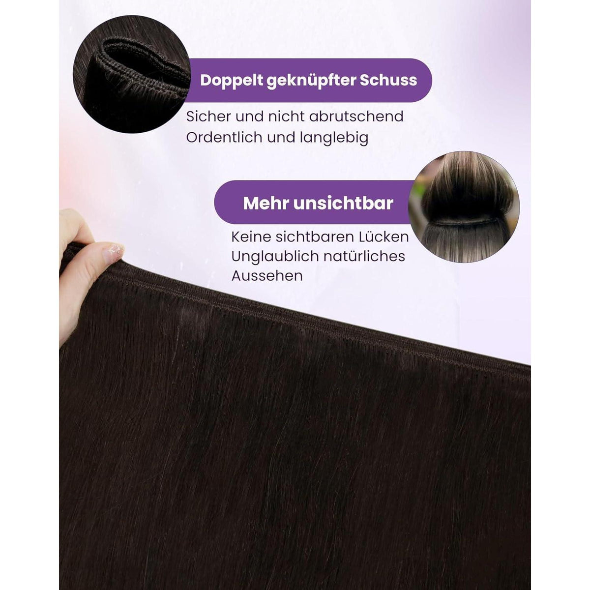 Dunkelbraune Echthaar Tressen – Remy Menschenhaar 45cm