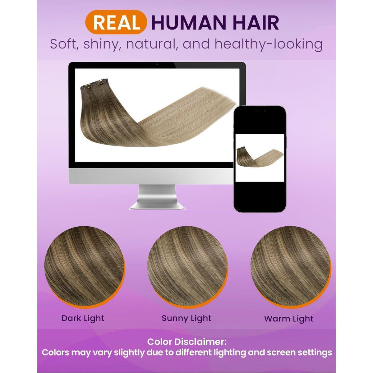 Echthaar Clip-Ins Ombre Blond 50cm - Volumenset