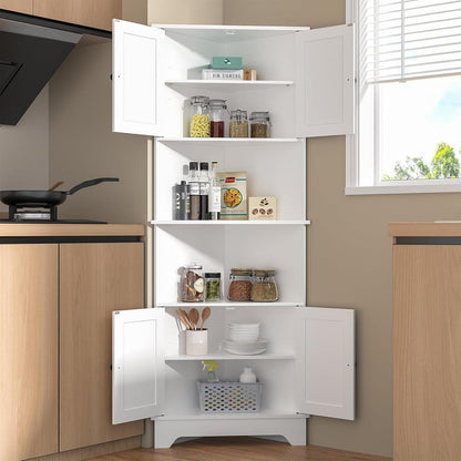Eckschrank 173 cm mit 2 Türen & Regalen – Küchenturm für Küche, Wohnzimmer