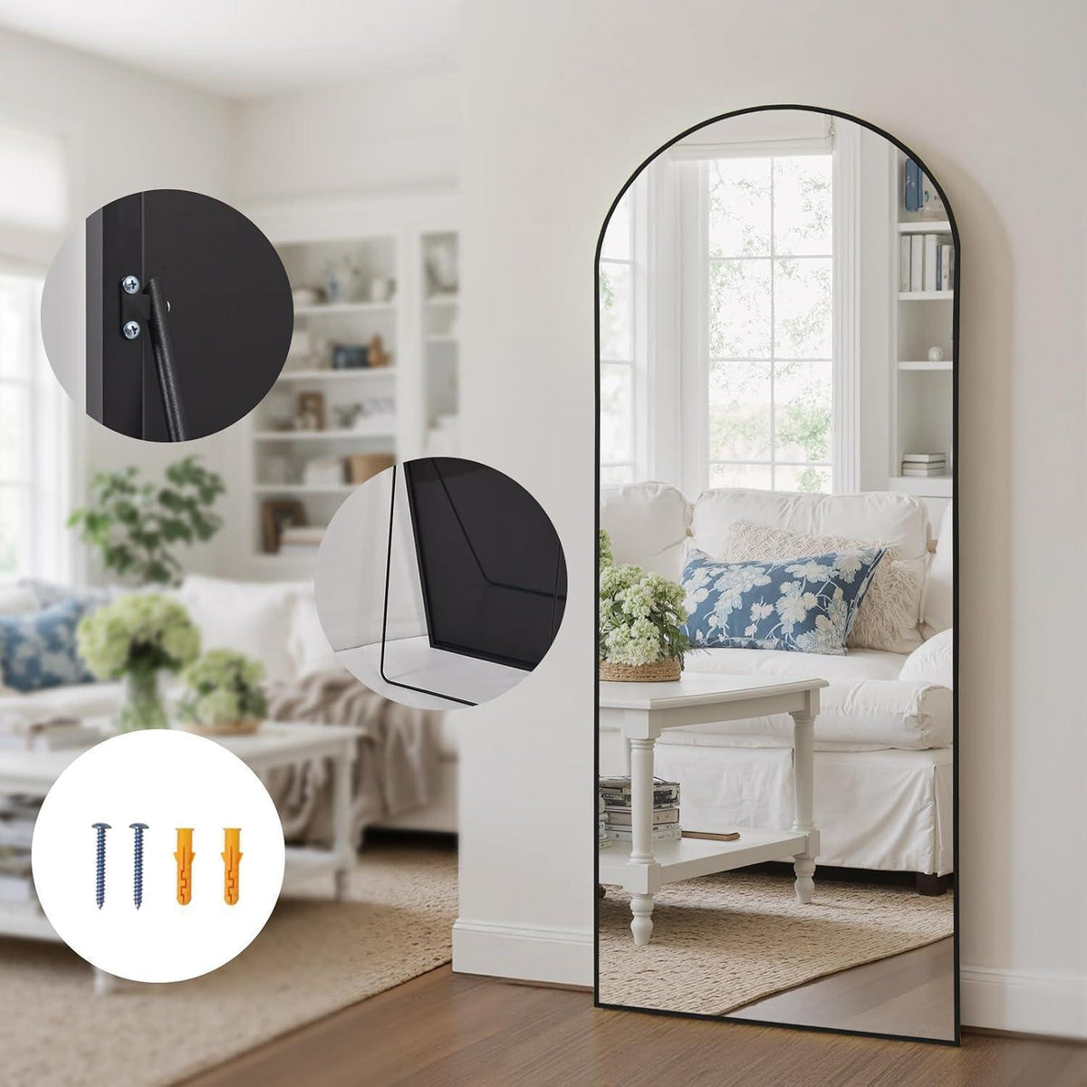 Ganzkörperspiegel gebogen 180x76cm – Stand- & Wandspiegel Schwarz