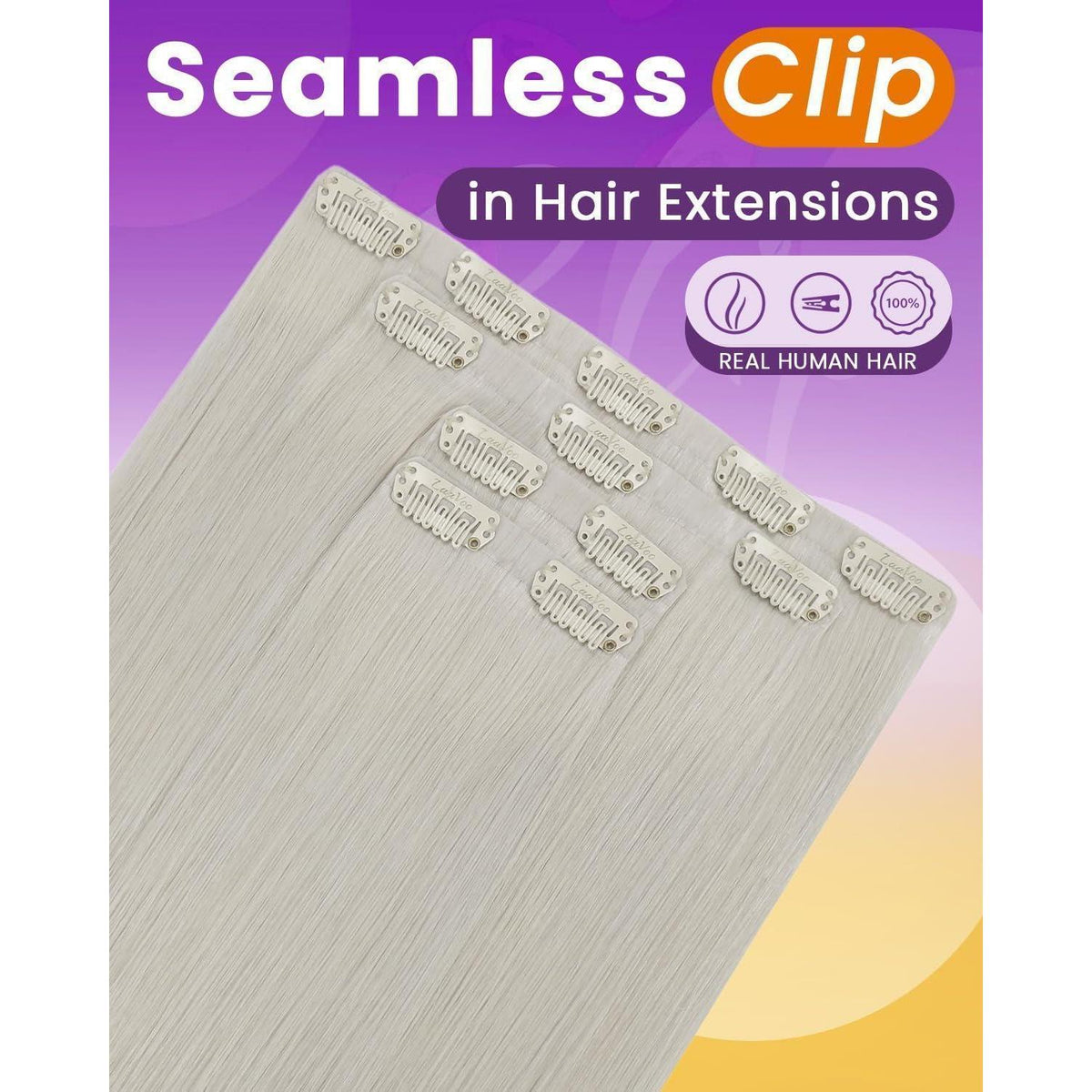 Echthaar Haarverlängerung Platinblond Clip-in 40cm