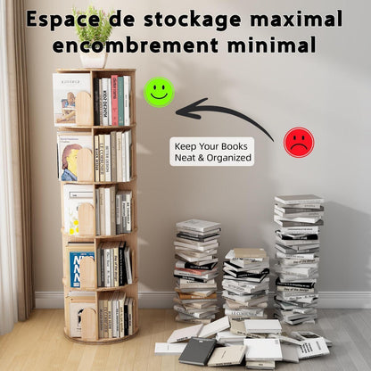 Drehbares Kinderbücherregal aus Massivholz, 5 Ebenen