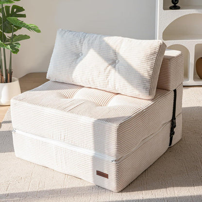 Klappsofa mit Schlaffunktion – Bequemes Bodensofa Creme
