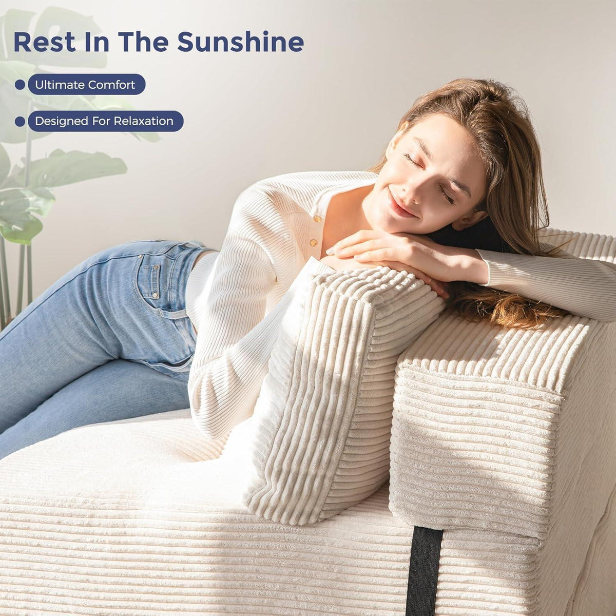 Klappsofa mit Schlaffunktion – Bequemes Bodensofa Creme