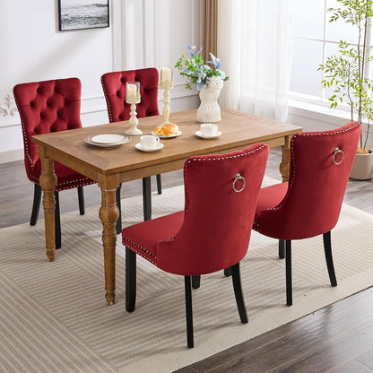 Samt-Esszimmerstühle 8er Set – Burgunderrot, Modern & Komfortabel