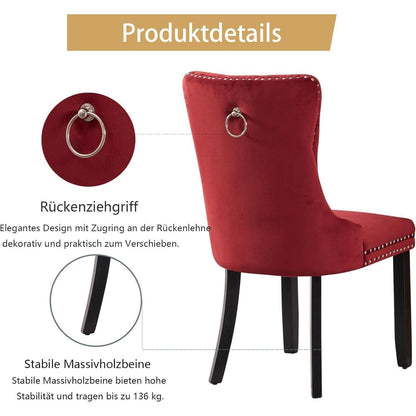 Samt-Esszimmerstühle 8er Set – Burgunderrot, Modern & Komfortabel