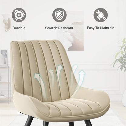 Esszimmerstühle 2er Set | Beige Polsterstühle mit Sitzkissen