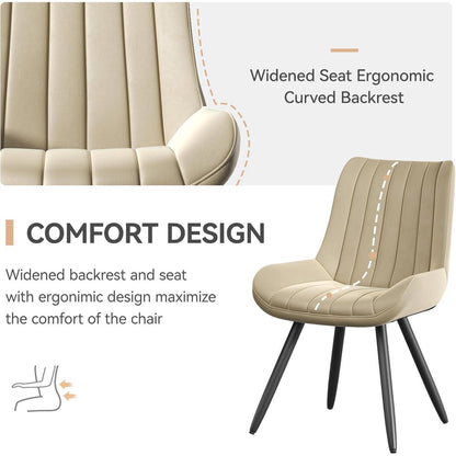 Esszimmerstühle 4er Set | Beige Polsterstühle mit Sitzkissen
