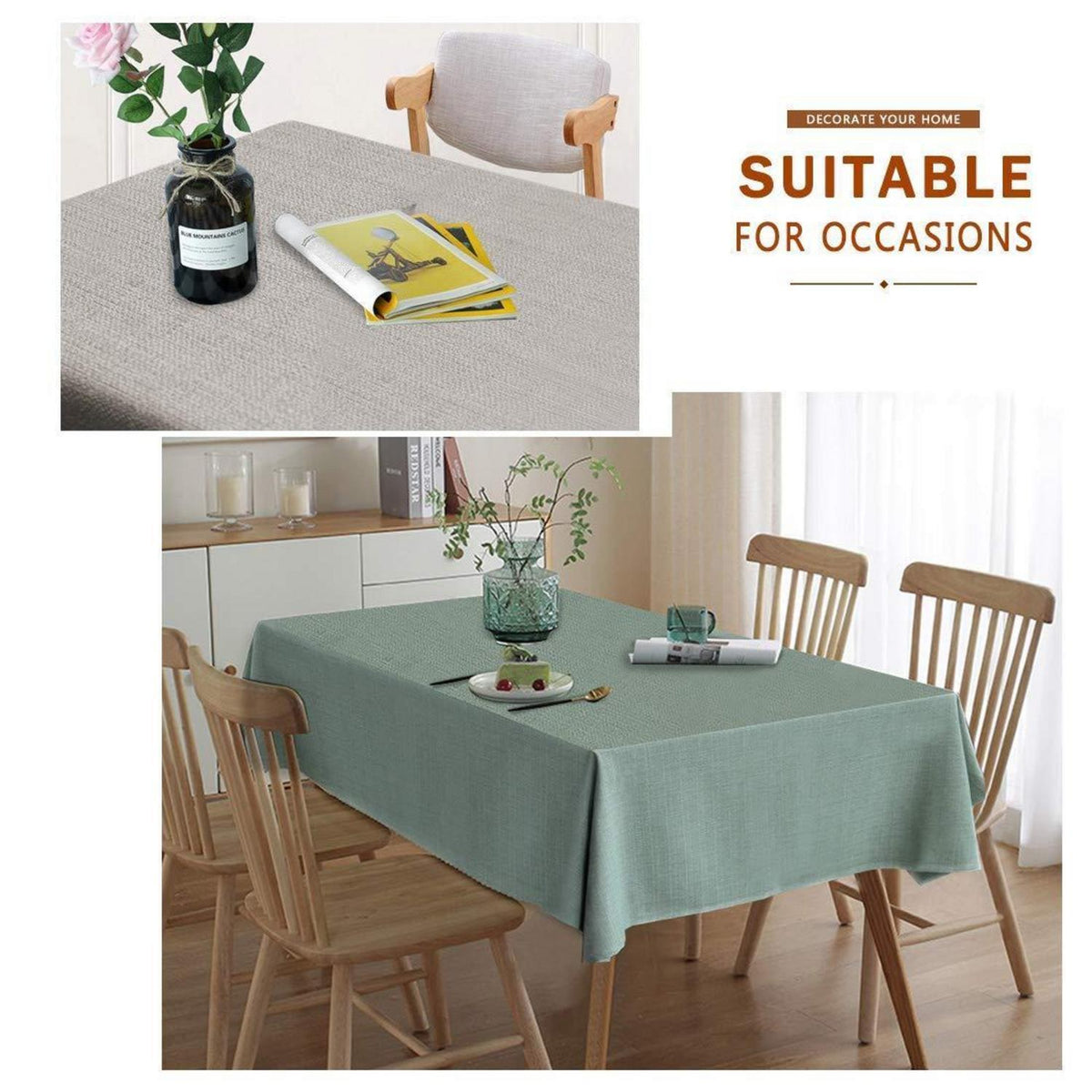 Abwaschbare Tischdecke Beige Leinenoptik 230x335 cm Rechteck