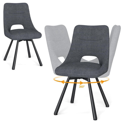 Drehbarer Esszimmerstuhl Set 2x, Modern & Gepolstert, Tiefes Grau