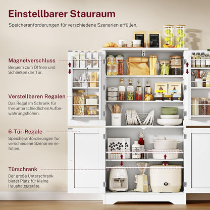 4-türiger Küchenschrank mit 6 Einlegeböden – Weiß