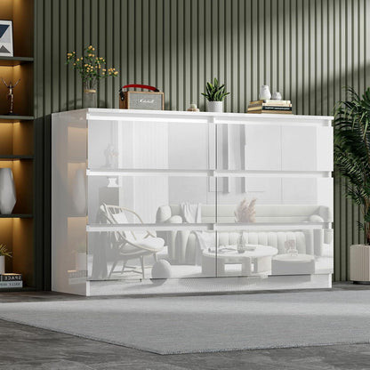 Weiße Kommode mit 6 Schubladen – Hochglanz Schlafzimmerschrank