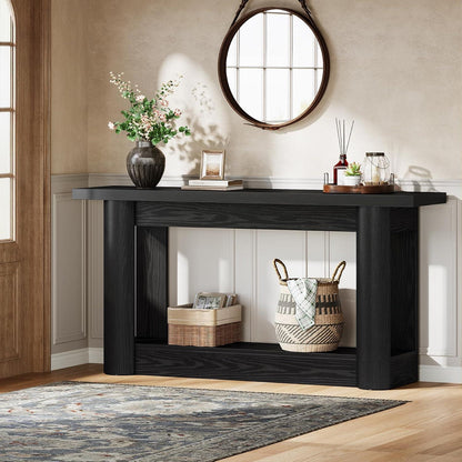 160cm Konsolentisch Schwarz – Schmaler Flurtisch für Wohnzimmer