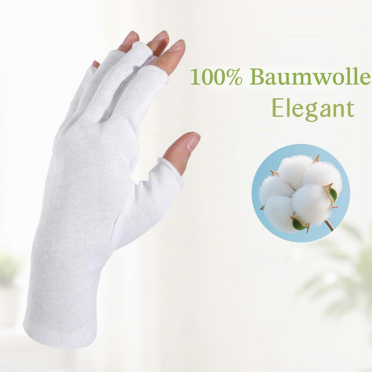 4 Paar Fingerlose Baumwollhandschuhe 23cm