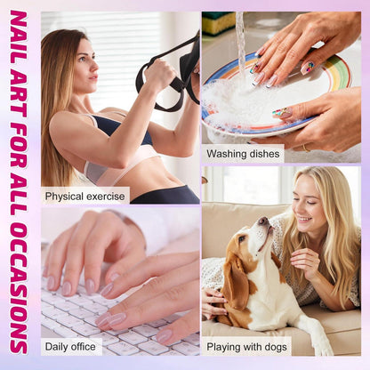 Press on Nails Mandel Nude Rosa mit Gold Stern