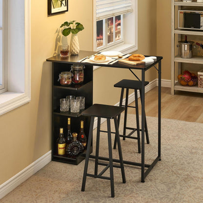 Litake Bartisch Set mit 2 Barhockern – Industrie-Stil