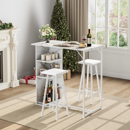Litake Bartisch Set mit Barhocker – Industrie-Stil Weiß