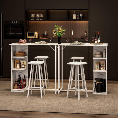 Litake Bartisch Set mit Barhocker – Industrie-Stil Weiß
