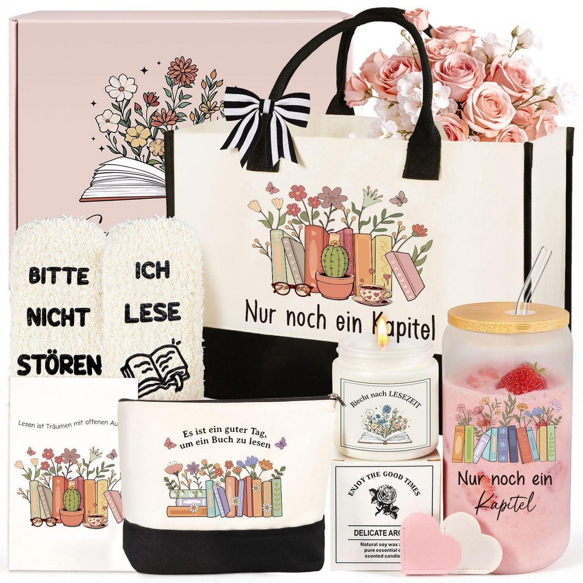 Leseset Geschenk für Buchliebhaber mit Becher & Socken