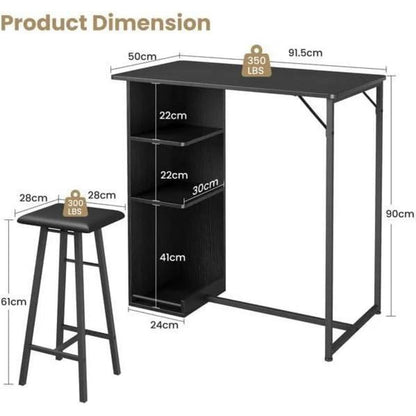 Litake Bartisch Set mit Hockern – Industrie-Stil für Küche & Bar