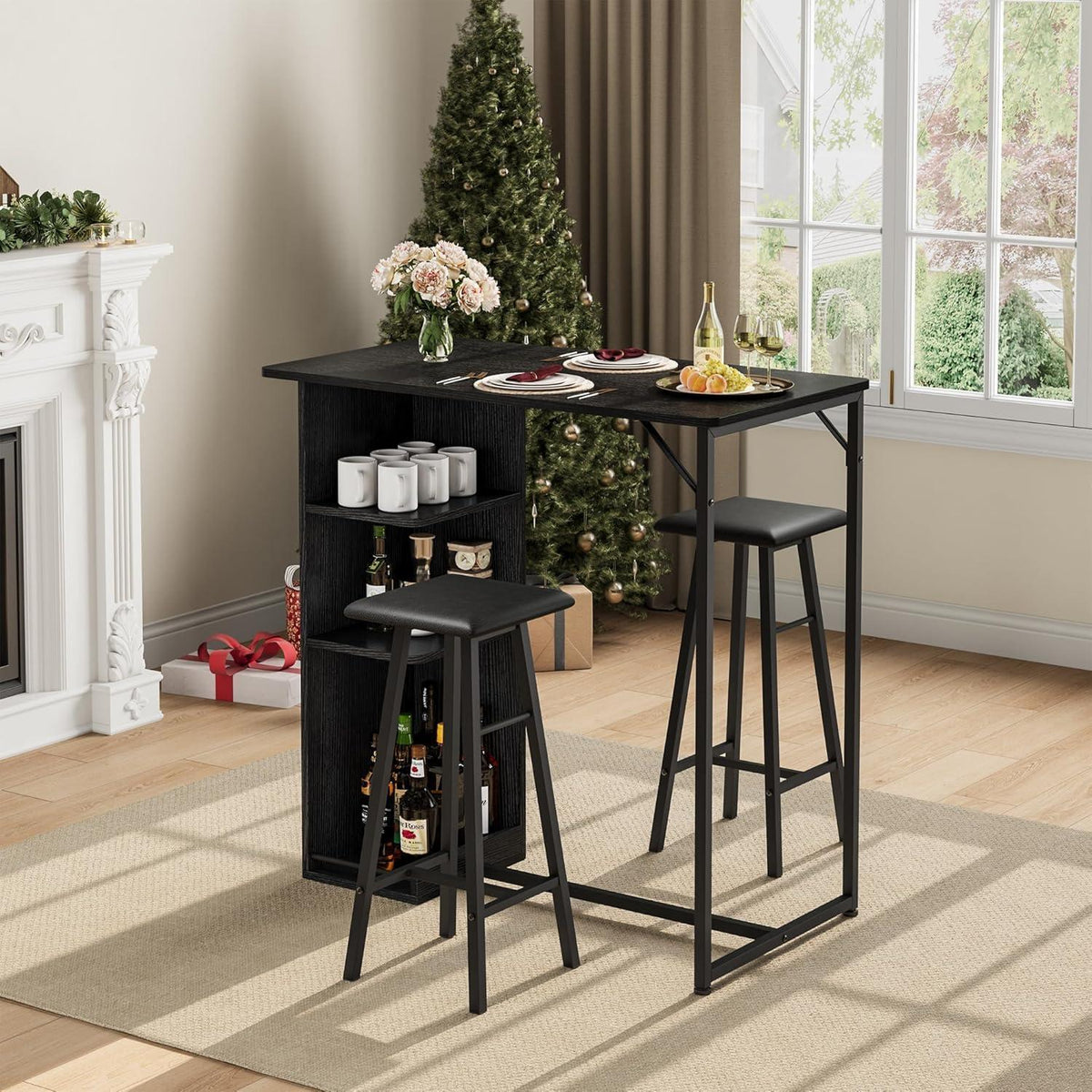 Litake Bartisch Set mit Hockern – Industrie-Stil für Küche & Bar