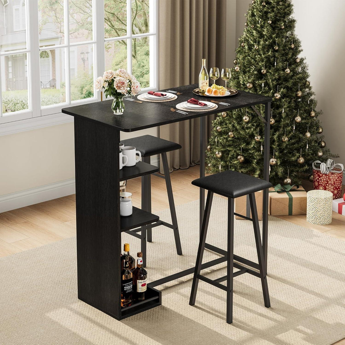 Litake Bartisch Set mit Hockern – Industrie-Stil für Küche & Bar