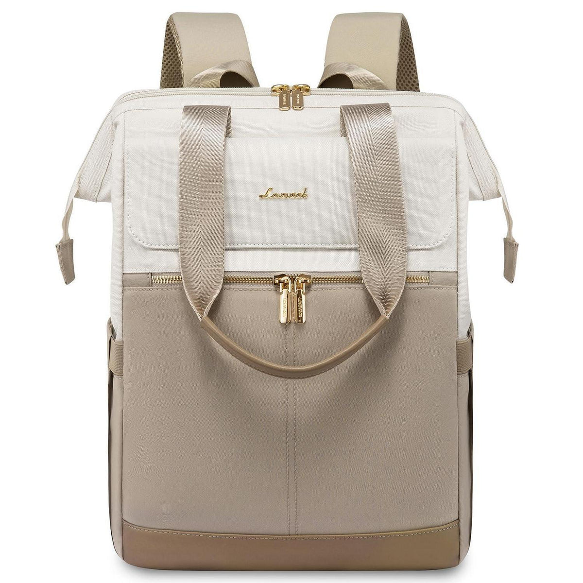 Damen Rucksack 18 Zoll Laptop Schulrucksack Beige & Khaki