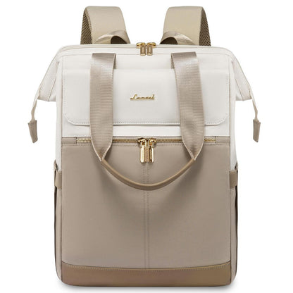 Damen Rucksack 18 Zoll Laptop Schulrucksack Beige & Khaki