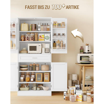 Weißer Buffetschrank mit 4 Türen & flexiblen Regalen