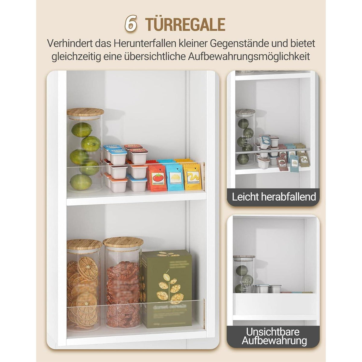 Weißer Buffetschrank mit 4 Türen & flexiblen Regalen